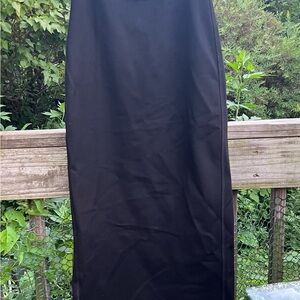 Zara NWT Long Black Knit Tall Skirt Tight Back Long Slit Size M Zip Waist